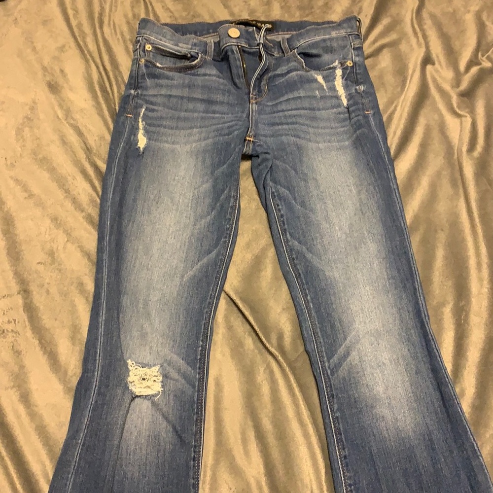 Express jeans. Distress bootcut with stretch. Great condition.